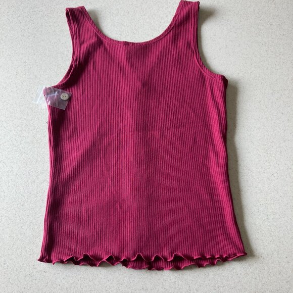 No Boundaries NWT Tank Top Women Size Small Maroon Buttons - Picture 4 of 10